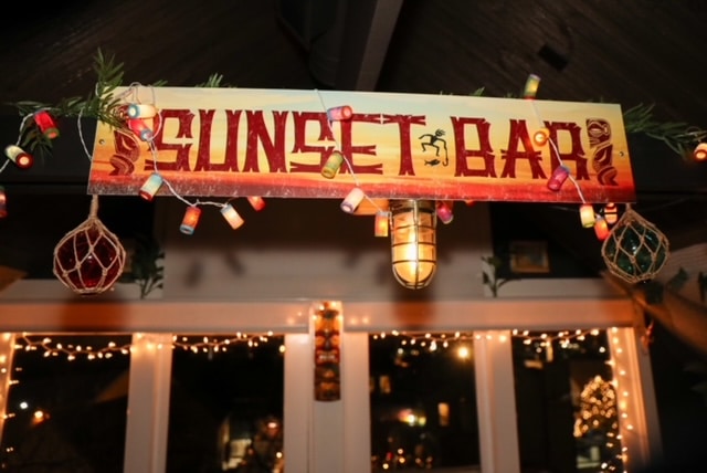 Wharf Fish House & Tiki Bar Bowens Wharf - Dining at Bowen's Wharf | Exterior of Wharf Fish House Tiki Bar with Wharf Fish House Tiki Bar sign | Bowen's Wharf | Anchor of Newport Rhode Island